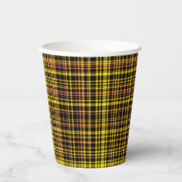 Yellow Orange Black Plaid Pattern Pappbecher