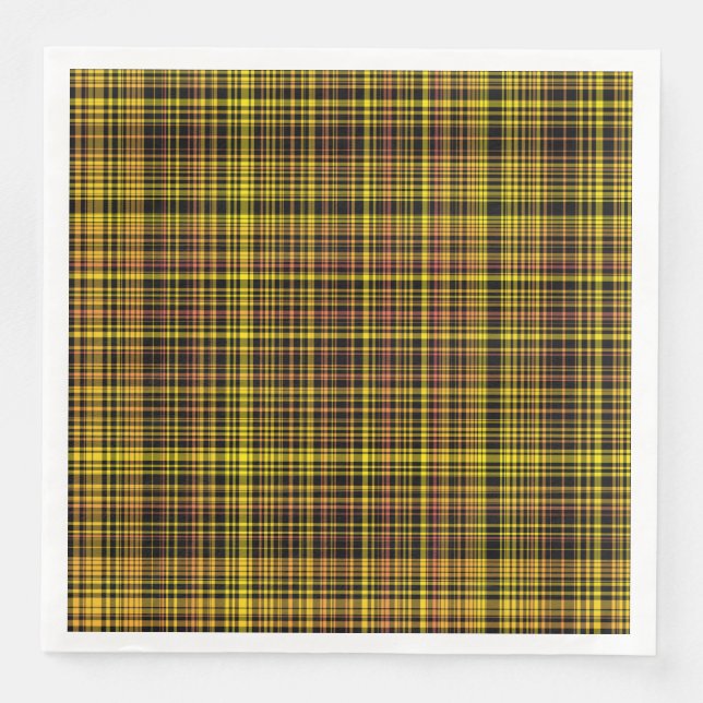 Yellow Orange Black Plaid Pattern Serviette (Vorderseite)