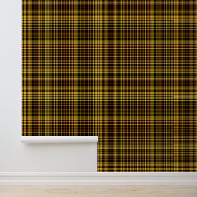 Yellow Orange Black Plaid Pattern Tapete (Anwendung)