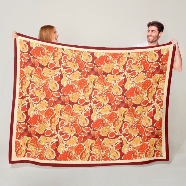 Yellow Orange Bohemisch Bali Batik Style Paisley Fleecedecke (Beispiel)
