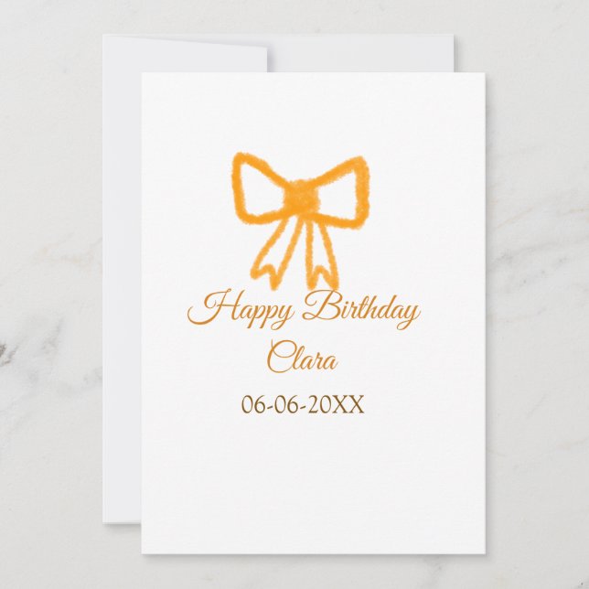 Yellow orange bow watercolor retro Happy Geburtsta Einladung (Vorderseite)