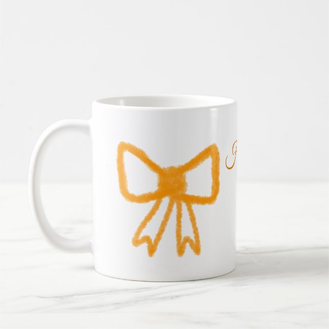 Yellow orange bow watercolor retro Happy Geburtsta Kaffeetasse (Links)