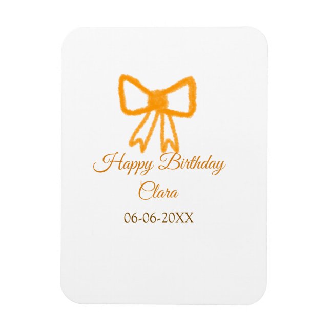 Yellow orange bow watercolor retro Happy Geburtsta Magnet (Vertikal)