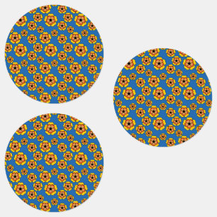Yellow Orange Flowers Pattern Etiketten