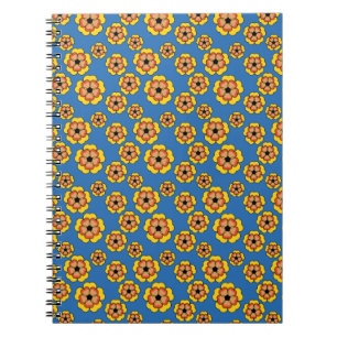 Yellow Orange Flowers Pattern Notizblock