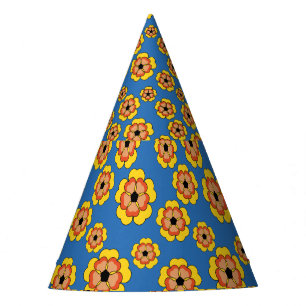 Yellow Orange Flowers Pattern Partyhütchen