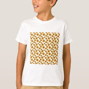 Yellow Orange Flowers Pattern T-Shirt