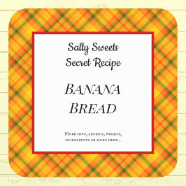 Yellow Orange Gingham Kariert Custom Baking Sticke Quadratischer Aufkleber