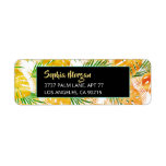 Yellow Orange Green Tropical Leaves Name & Address<br><div class="desc">Yellow orange and green tropical leaves with black box and teal trim with DIY gold name (or monogram) and white address. Click “Edit Using Design Tool” to change colors and type styles.</div>