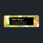 Yellow Orange Green Tropical Leaves Name & Address<br><div class="desc">Yellow orange and green tropical leaves with black box and teal trim with DIY gold name (or monogram) and white address. Click “Edit Using Design Tool” to change colors and type styles.</div>