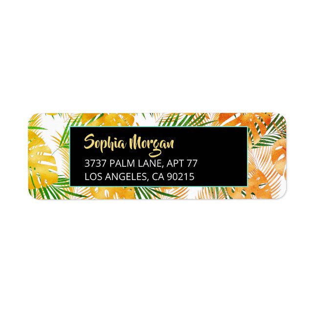 Yellow Orange Green Tropical Leaves Name & Address (Vorne)