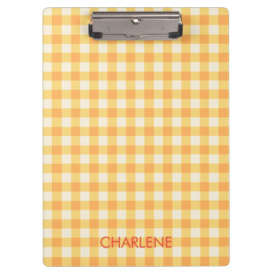 Yellow Orange Ish Preppy Gingham Kariert Klemmbrett