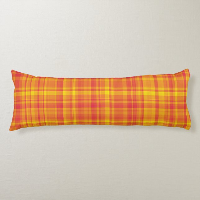 Yellow Orange Plaid Pattern Seitenschläferkissen (Vorderseite)