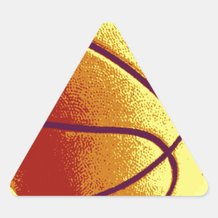 Yellow Orange Pop Art Basketball Dreieckiger Aufkleber