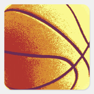 Yellow Orange Pop Art Basketball Quadratischer Aufkleber