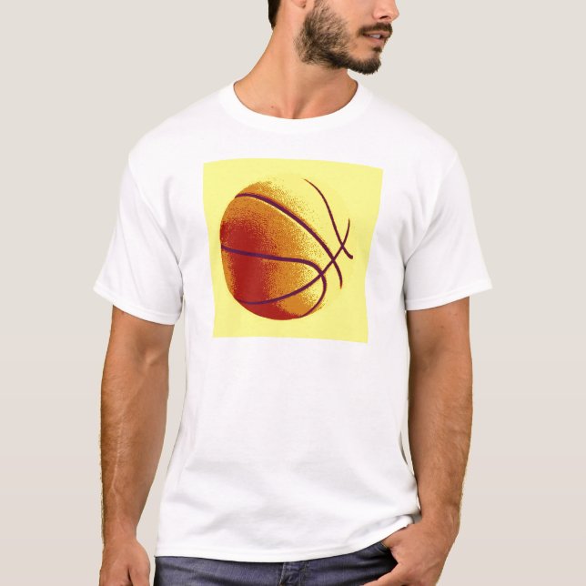 Yellow Orange Pop Art Basketball T-Shirt (Vorderseite)