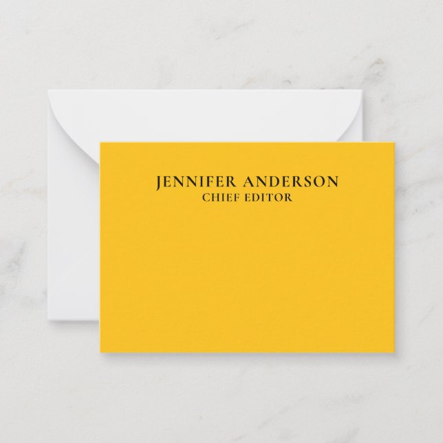 Yellow Orange Professional Modern Plain Minimalist Mitteilungskarte (Vorderseite)