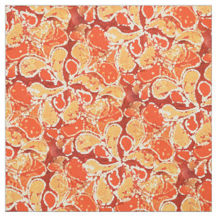 Yellow Orange Red Bali Batik Style Paisley Pattern Stoff