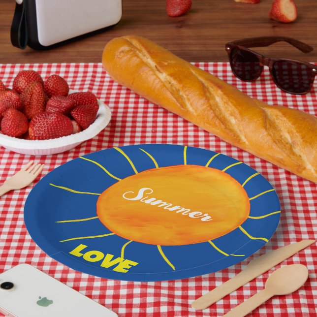 Yellow Orange Sun Summer Liebe Pappteller (Picknick)