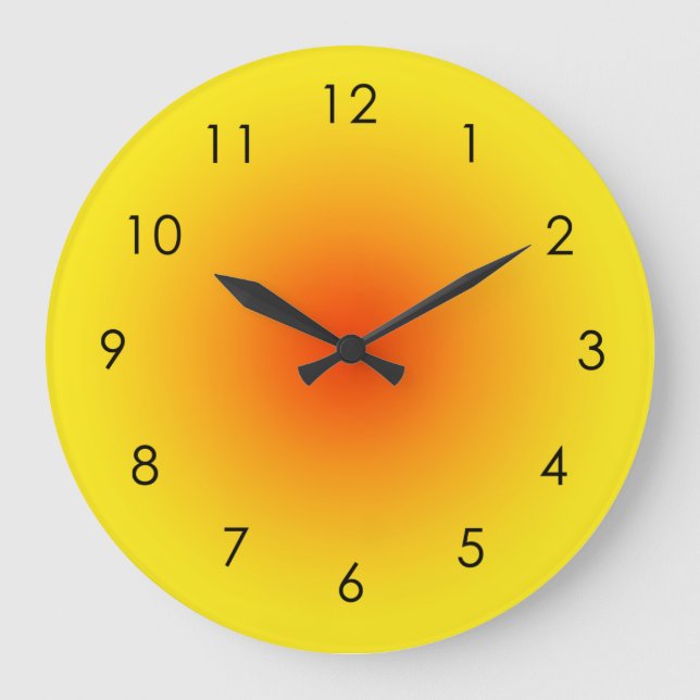 Yellow Orange Sunny Gradient Ombre Große Wanduhr (Vorderseite)