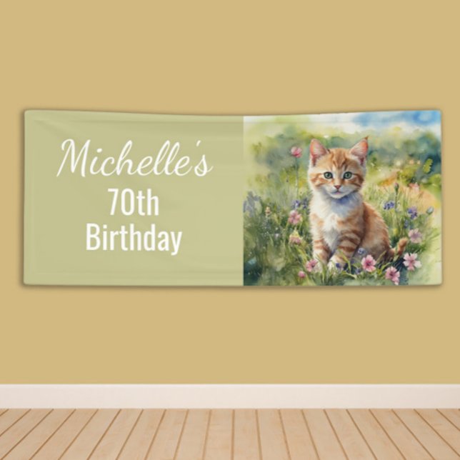Yellow Orange Tabby Kitten Cat  70th Birthday Banner (Von Creator hochgeladen)