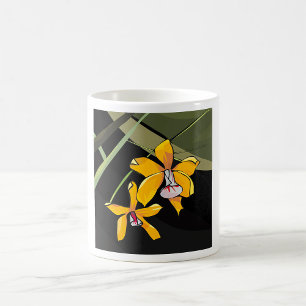 Yellow Orchid Blume Tropical Botanical Kaffeetasse