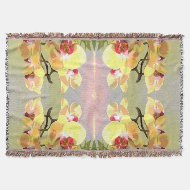 Yellow Orchids Pattern Decke (Vorderseite)