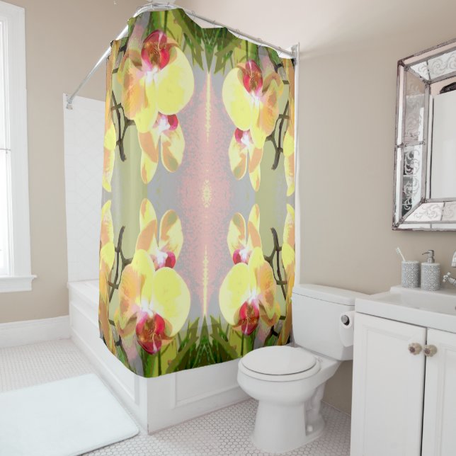 Yellow Orchids Pattern Duschvorhang (Beispiel)