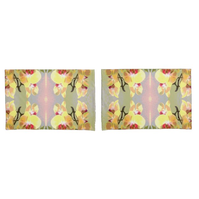Yellow Orchids Pattern Kissenbezug (Vorderseite-Set)