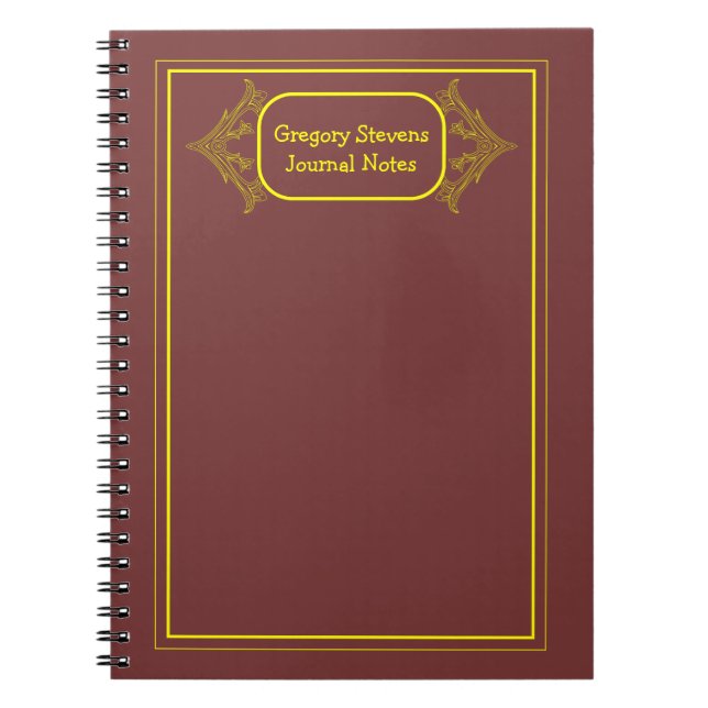 Yellow Ornament Gerahmt Notebook Notizblock (Vorderseite)