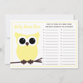 Yellow Owl Baby Name Race Baby Showspiel Einladung