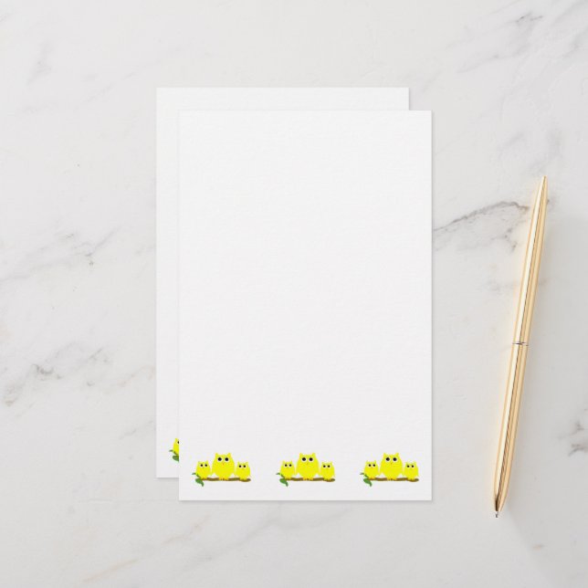 Yellow Owls Design Briefpapier (Vorderseite/Rückseite Beispiel)