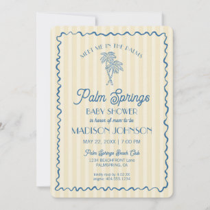 Yellow Palm Spring Pastel Beach Cabana Babydusche Einladung