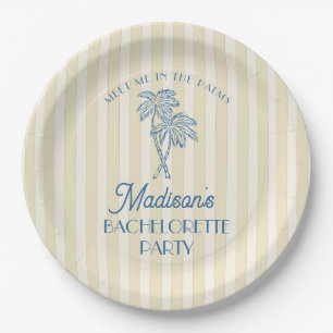 Yellow Palm Spring Pastell Beach Junggeselinnen-Ab Pappteller
