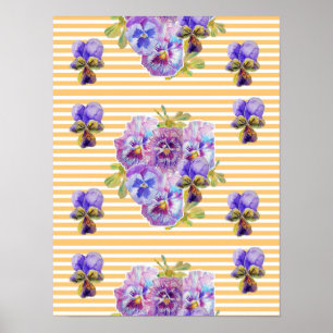 Yellow Pansy Blume Blume Shabby Chic Poster