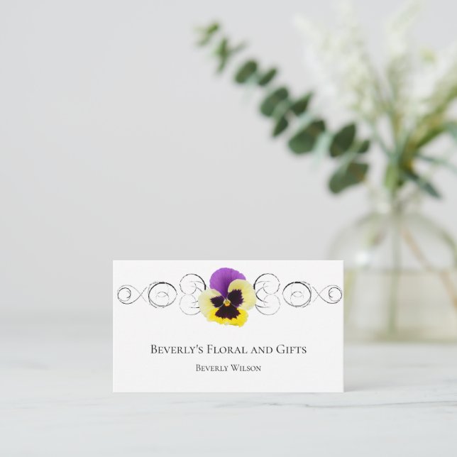 Yellow Pansy Daisy Floral Shop Business Card Visitenkarte (Stehend Vorderseite)