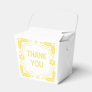 Yellow papel picado art Danke Baby Dusche Geschenkschachtel