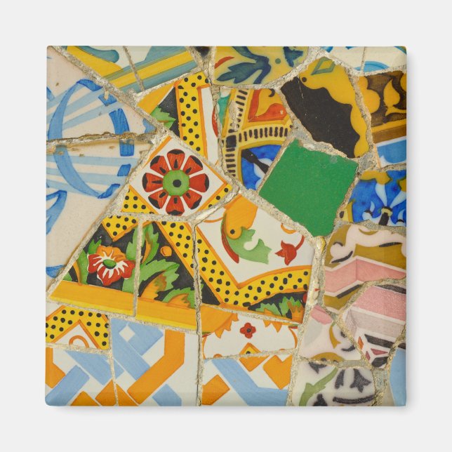 Yellow Parc Guell Tiles in Barcelona Spanien Magnet (Vorne)
