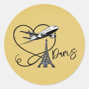 Yellow Paris Passport Runder Aufkleber