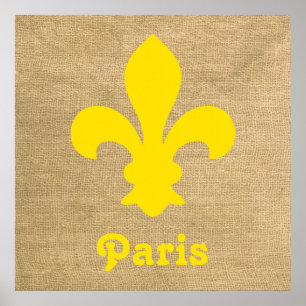 Yellow Parisian Moods Fleur de Lys Poster