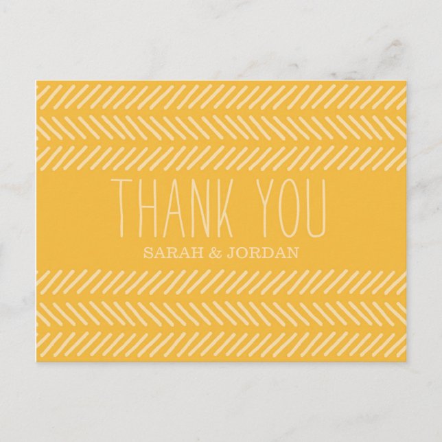Yellow Pattern Wedding Danke Postcard Postkarte (Vorderseite)