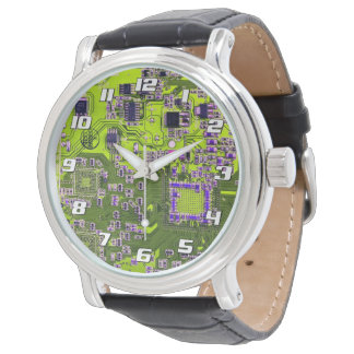 Yellow PCB Circuit Board Design for IT Pros Armbanduhr