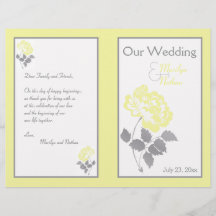 Yellow Peony on White mit Gray Wedding Program