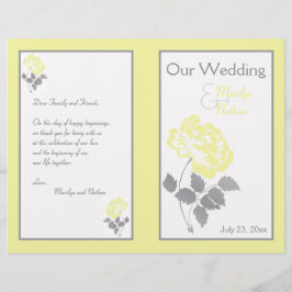 Yellow Peony on White mit Gray Wedding Program