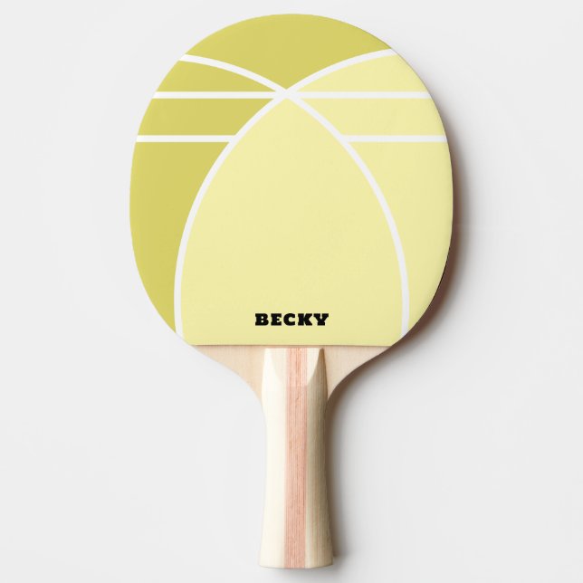 Yellow Personalized Ping Pong Paddle with Name Tischtennis Schläger (Vorderseite)