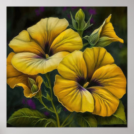 Yellow Petunias Blume Art Print Poster