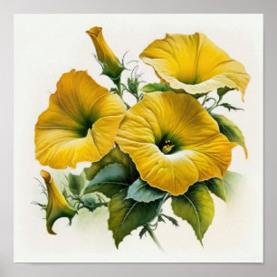 Yellow Petunias Blume Art Print Poster