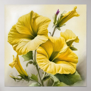 Yellow Petunias Blume Art Print Poster