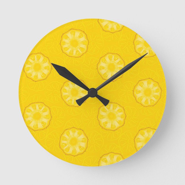 Yellow Pineapple Slices Pattern Runde Wanduhr (Vorderseite)