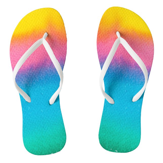 Yellow Pink Blue Aqua Aqua Moderner Strand Flip Flops (Fußbett)